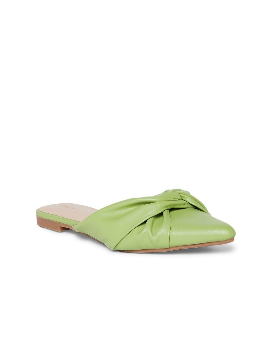 forever glam by pantaloons women green mules flats