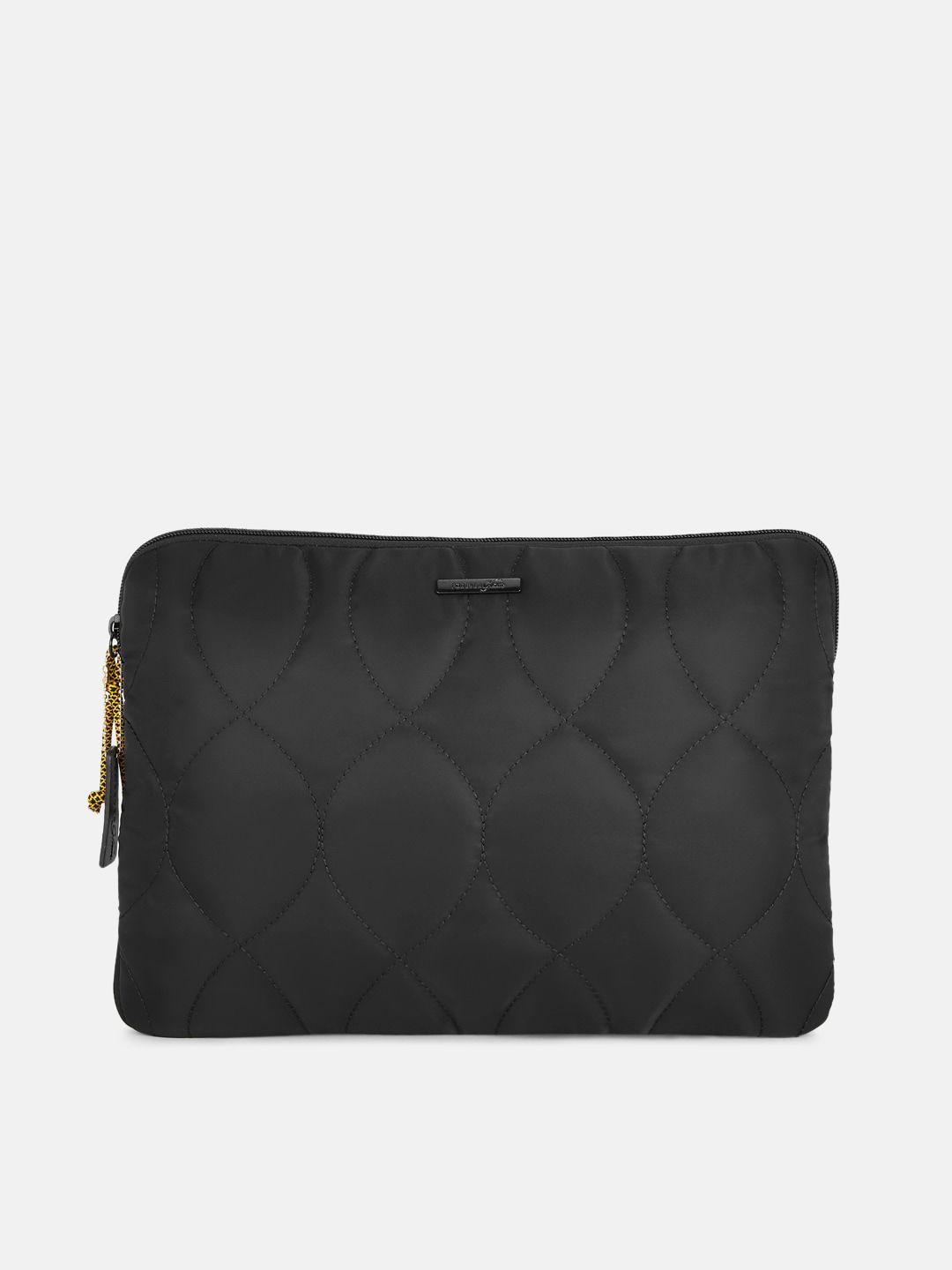 forever glam by pantaloons black pu structured sling bag with quilted