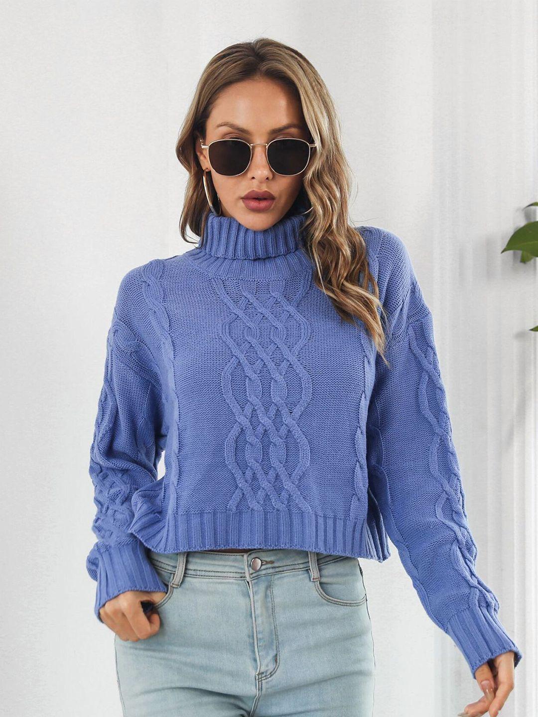 stylecast women blue long sleeves pullover sweaters