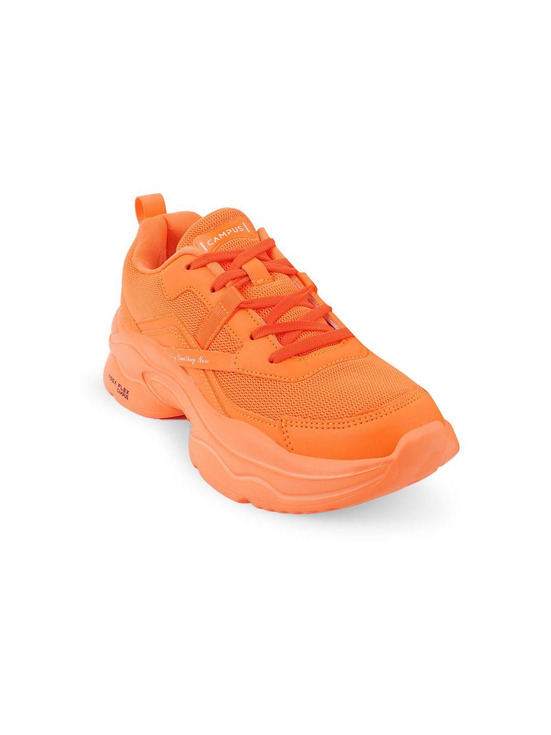 campus women orange mesh running shoes