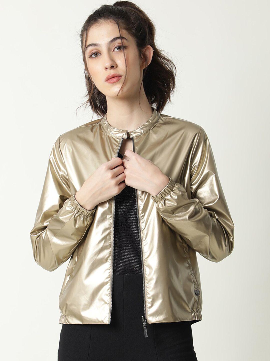 rareism women gold-toned & black reversible biker jacket