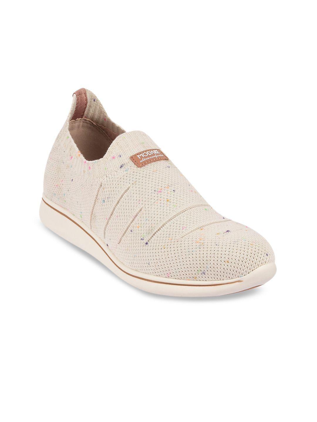 modare women cream-coloured printed sneakers