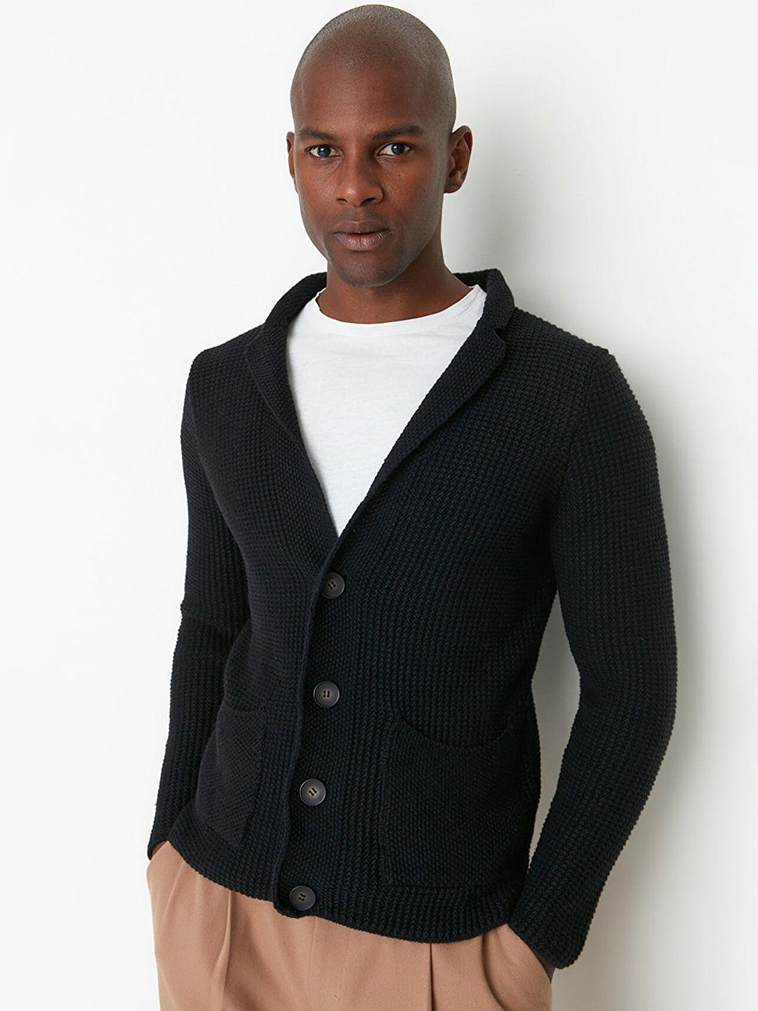 trendyol men black tailored jacket with embroidered