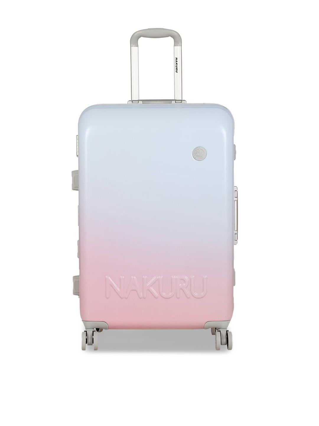 nakuru blue solid hard-sided medium  trolley suitcase