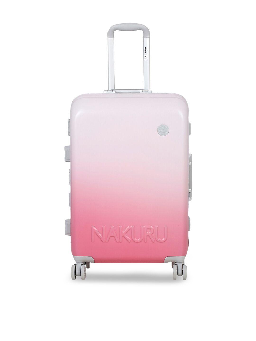 nakuru pink solid hard-sided medium  trolley suitcase