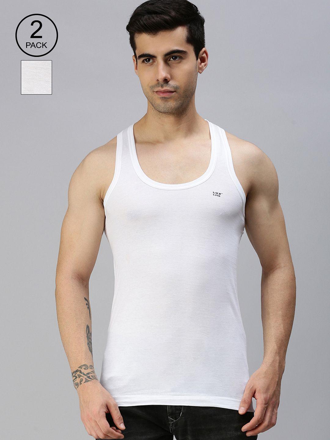 lux cozi men pack of 2 round neck sleeveless innerwear vests