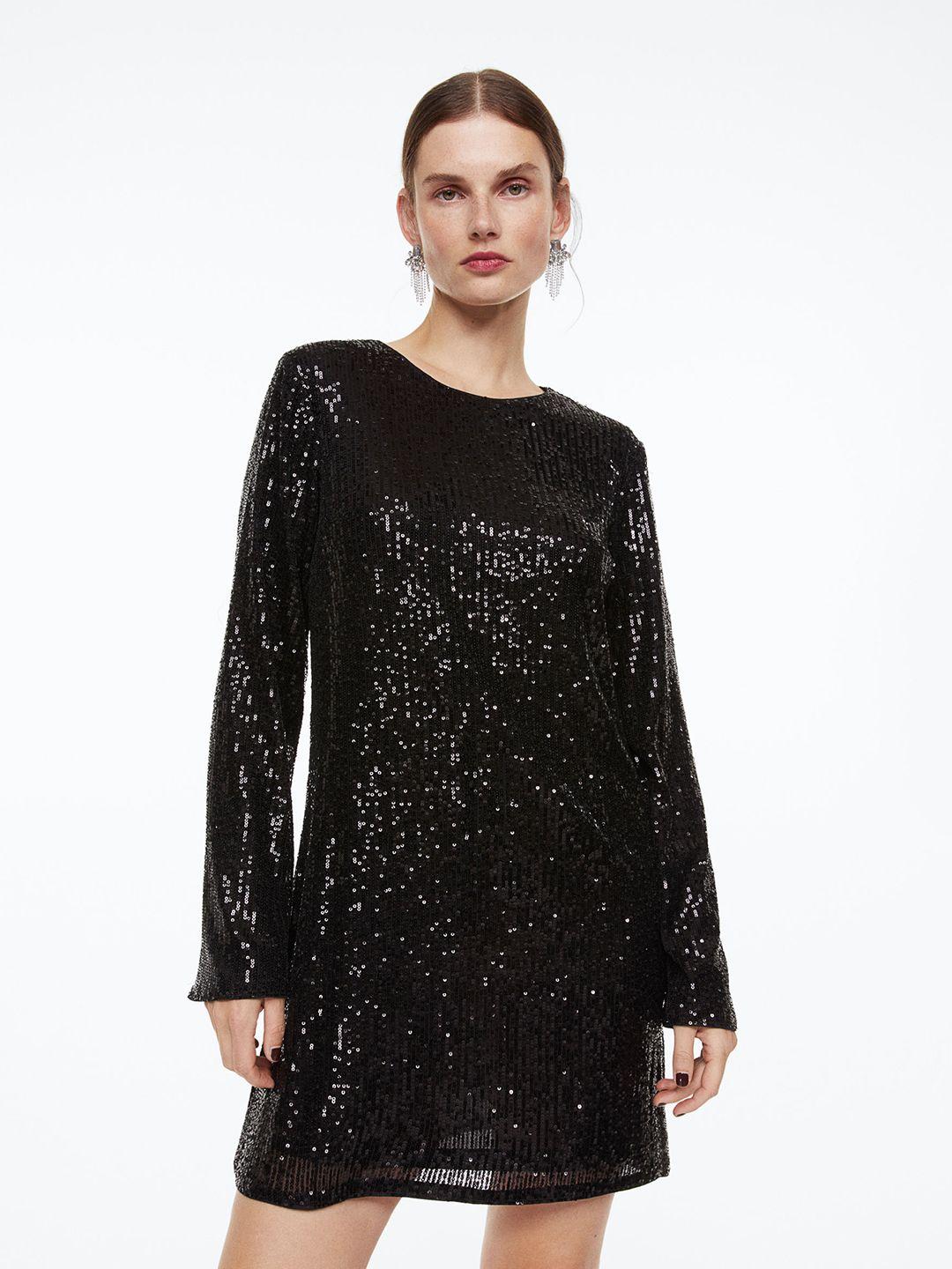 h&m women black sequined dress