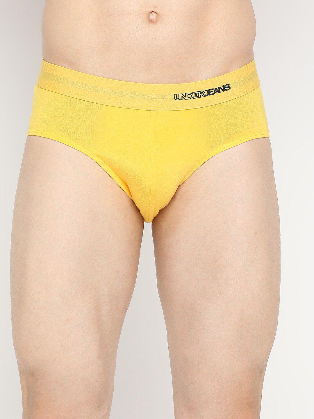 underjeans by spykar men yellow solid brief