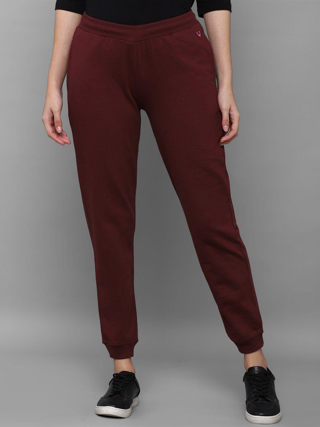 allen solly woman women maroon pure cotton joggers