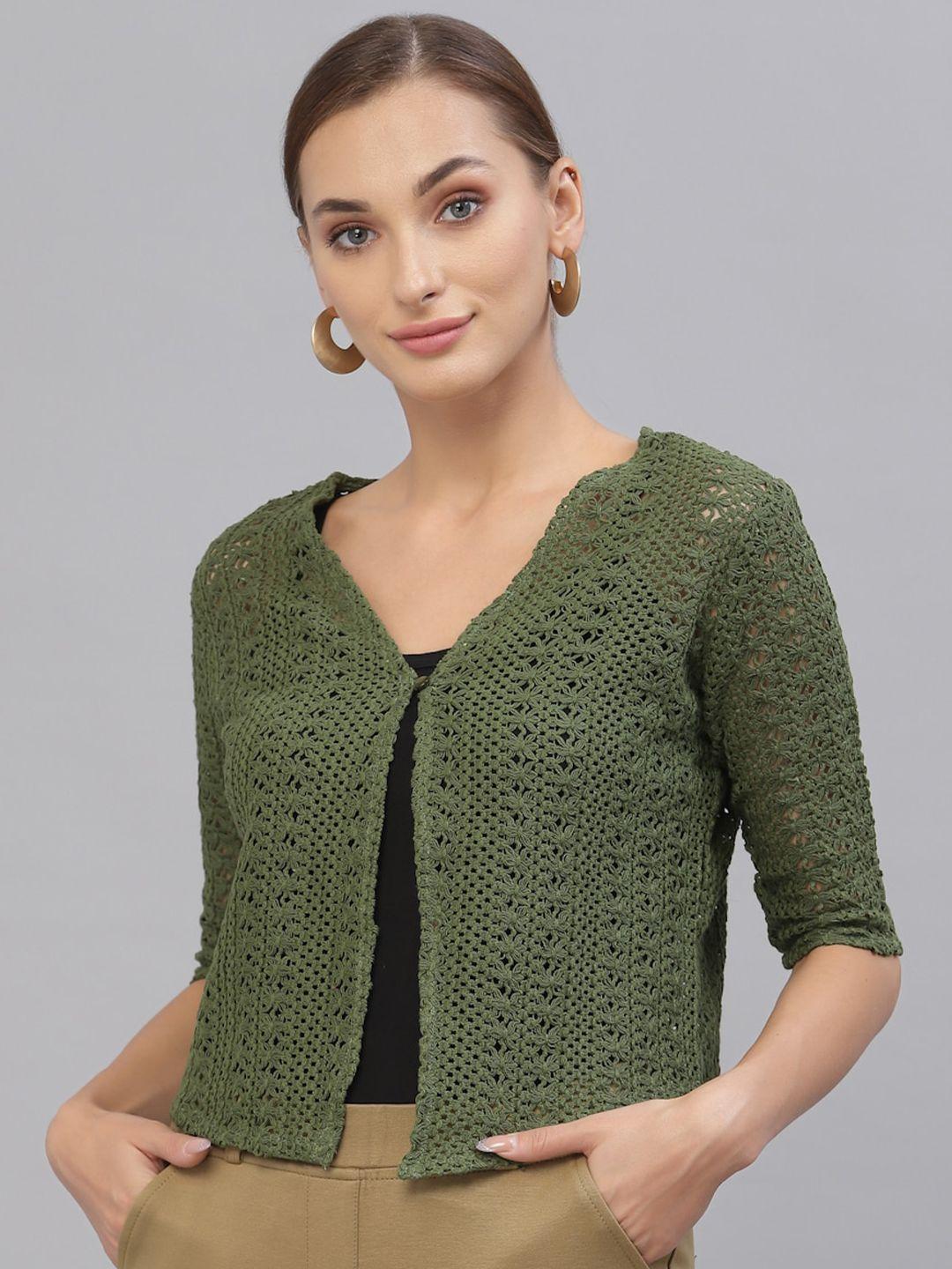 style quotient women olive green crop shrug