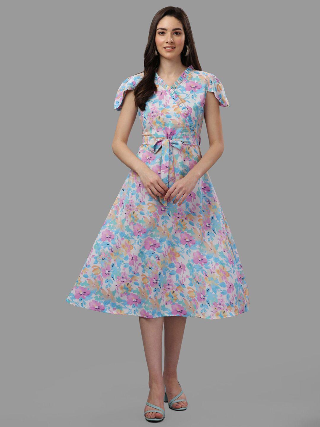 gufrina women blue floral a-line midi dress