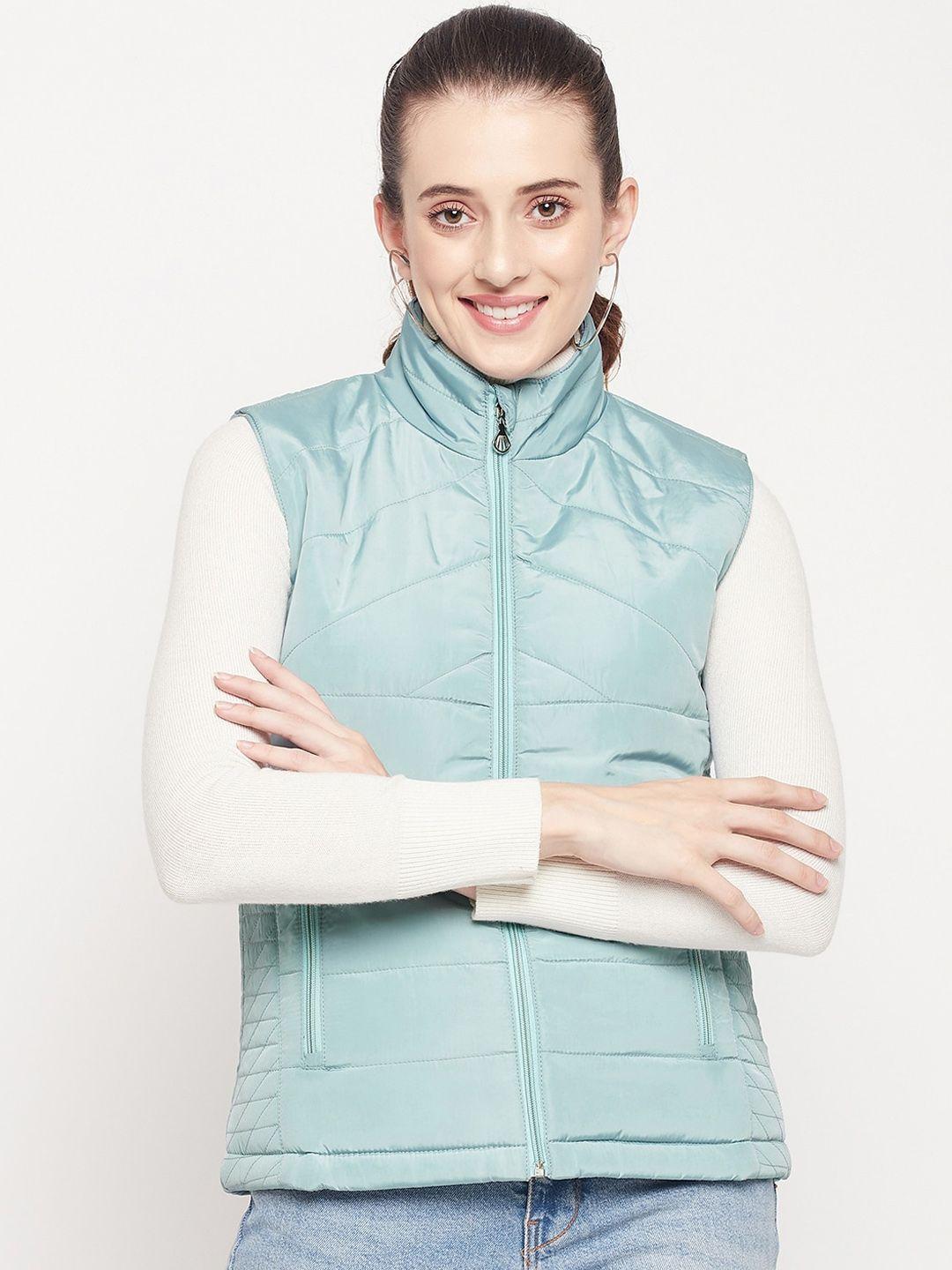 adobe women blue sleeveless lightweight padded jacket