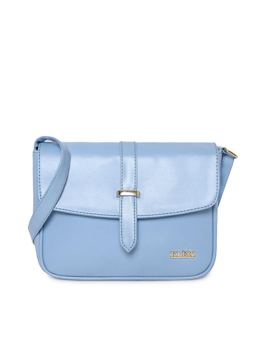 kleio turquoise blue pu structured sling bag