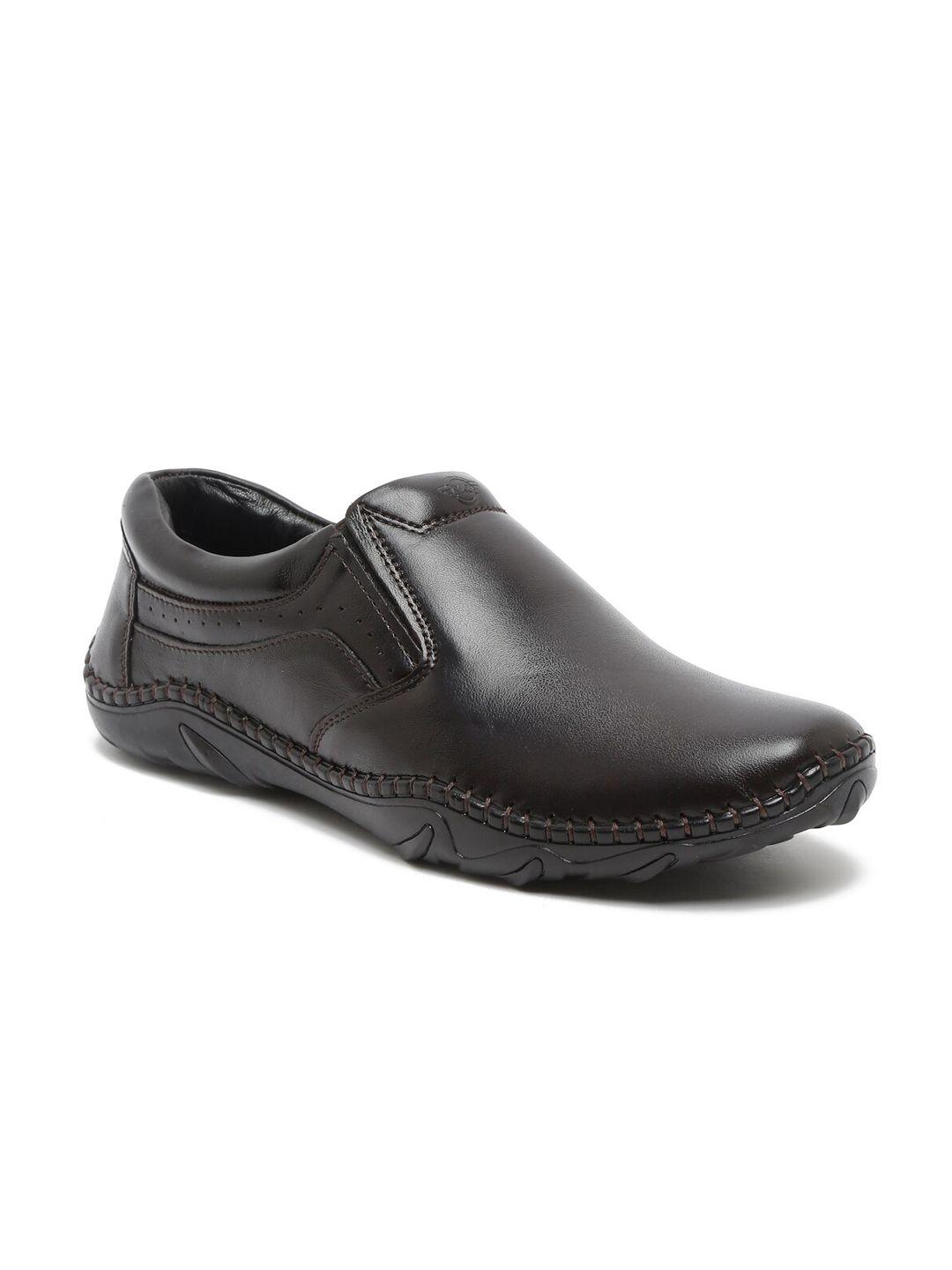 mutaqinoti men brown solid formal slip-ons