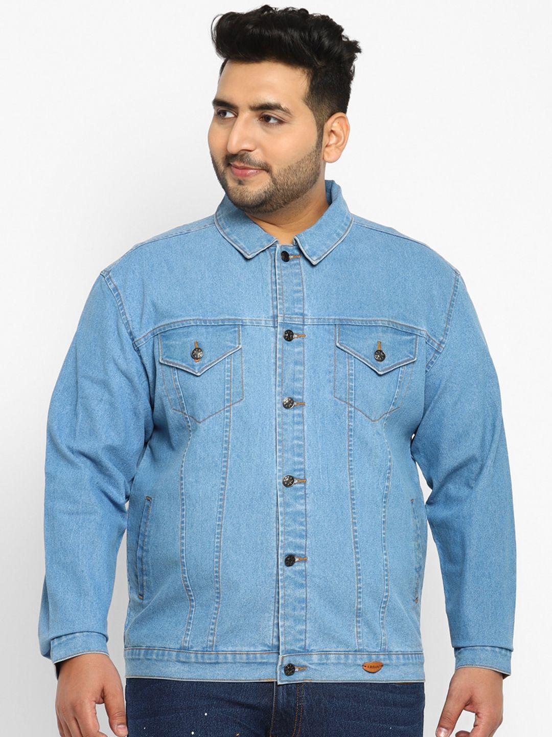 urbano plus men plus size blue washed denim jacket