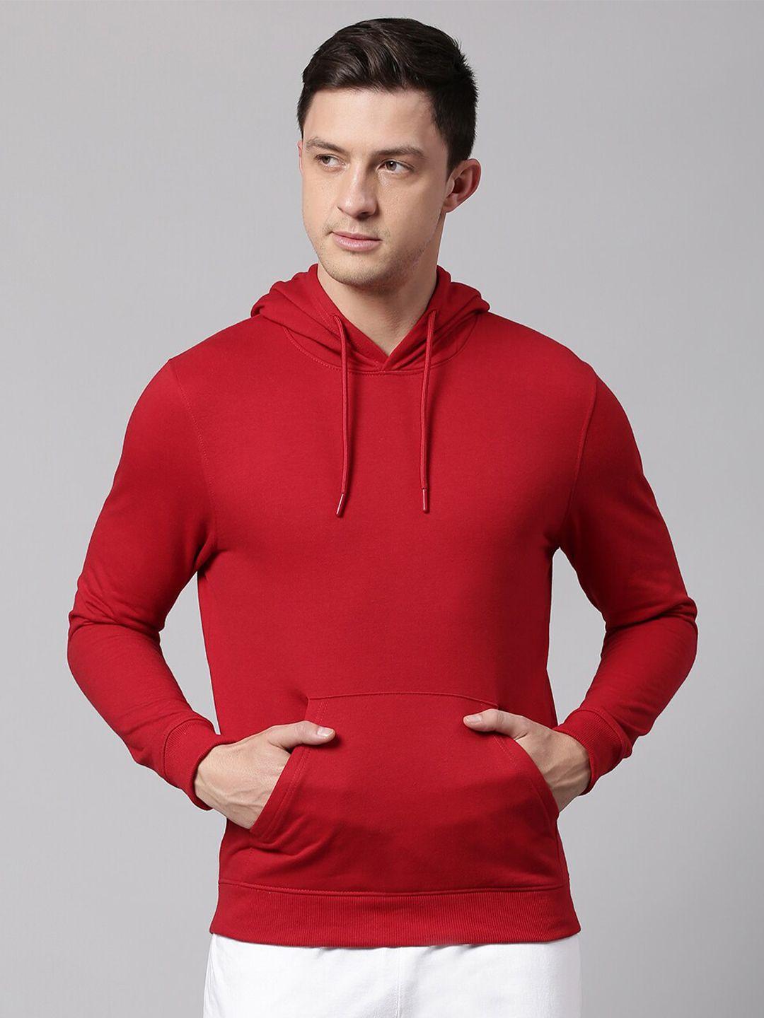 high star men red hooded solid sweatshirt