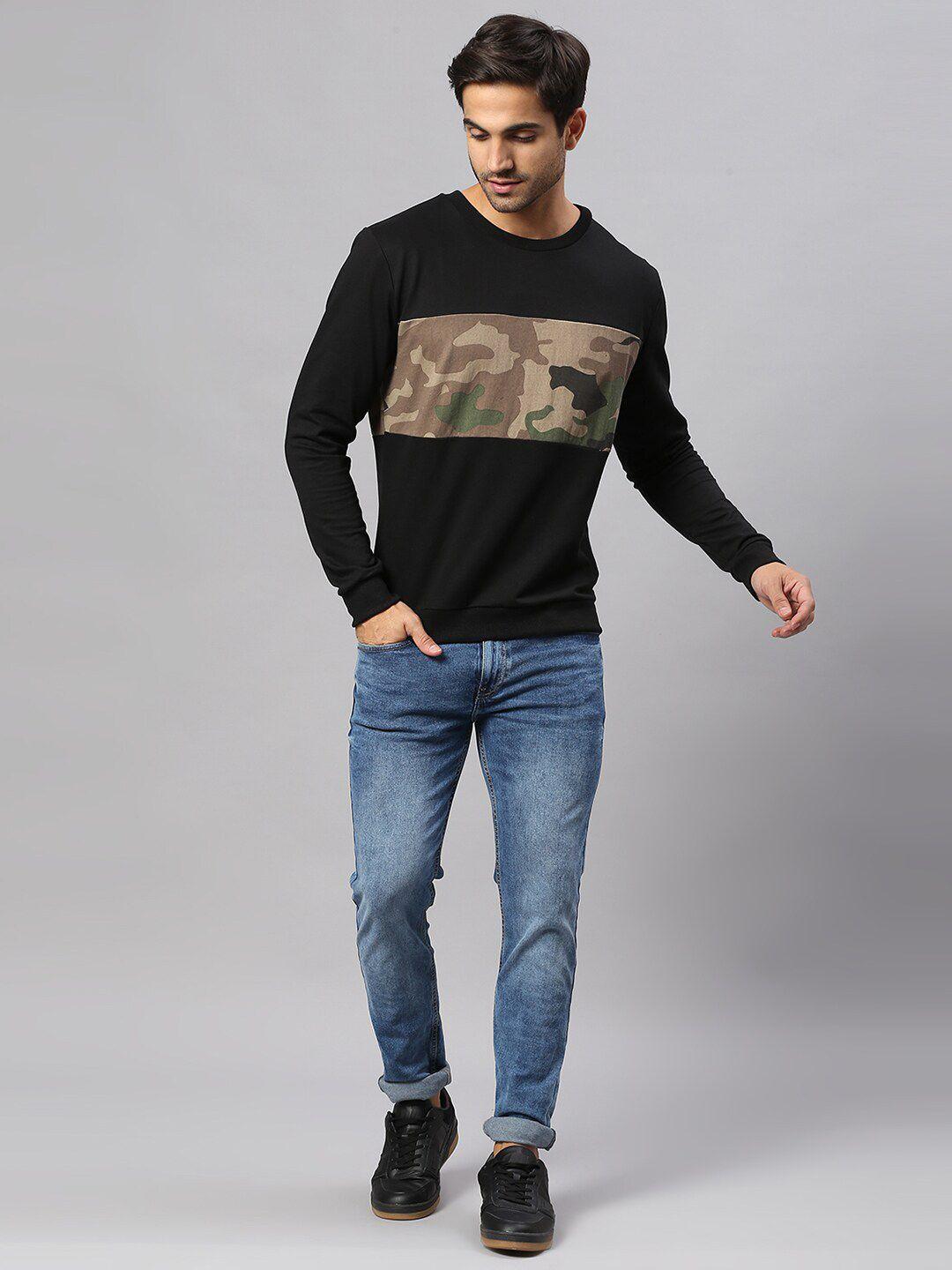 high star men black printed sweatshirt