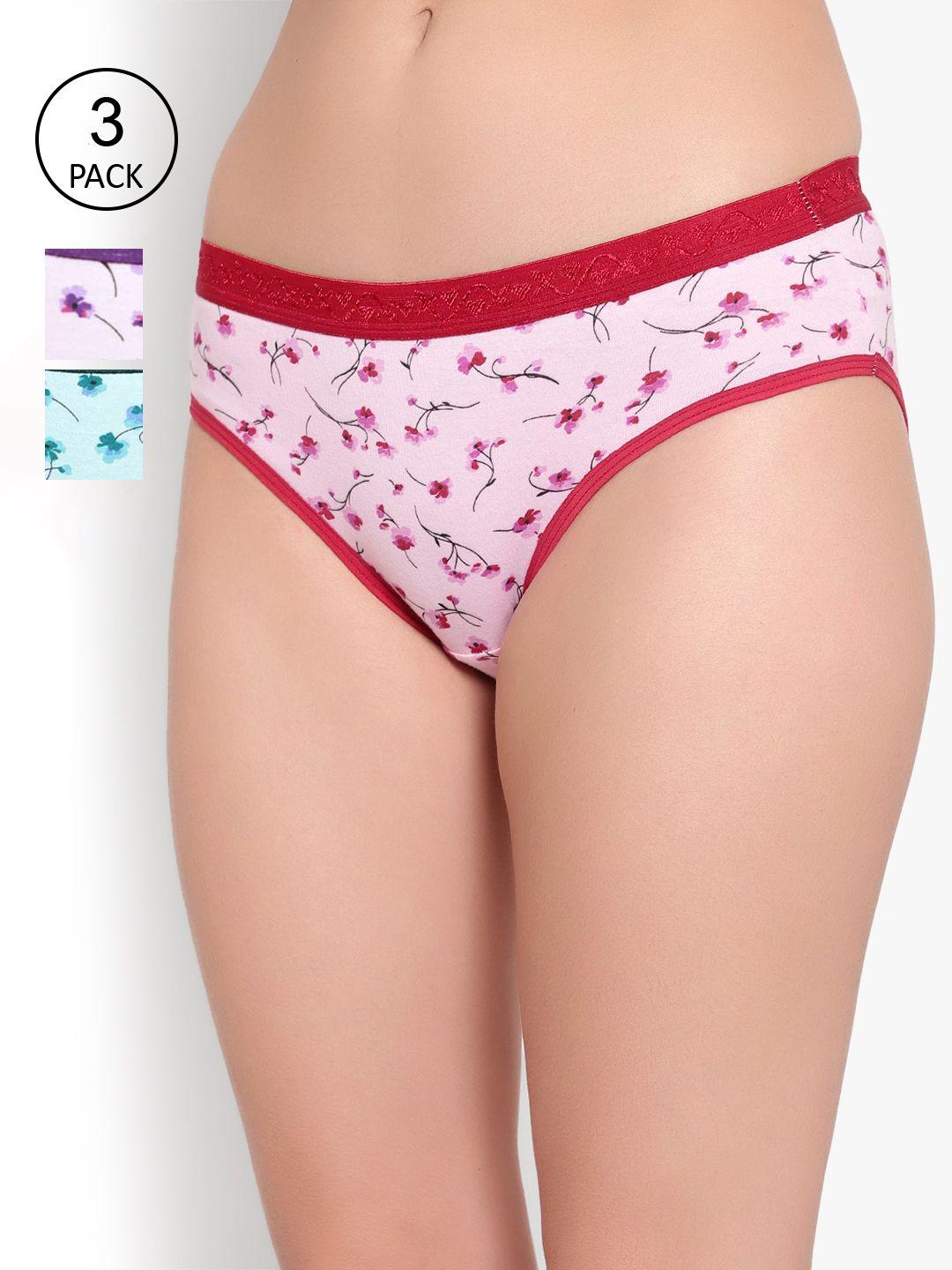 bruchi club women pack of 3 printed pure cotton bikini briefs