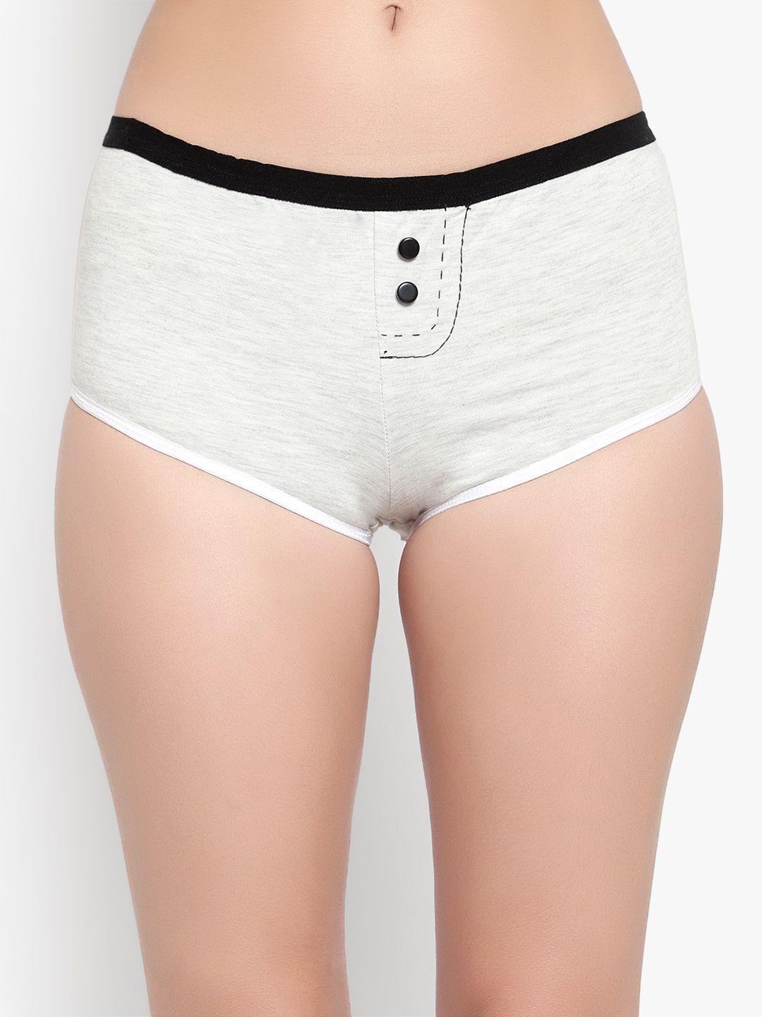 bruchi club women grey solid boyshorts brief