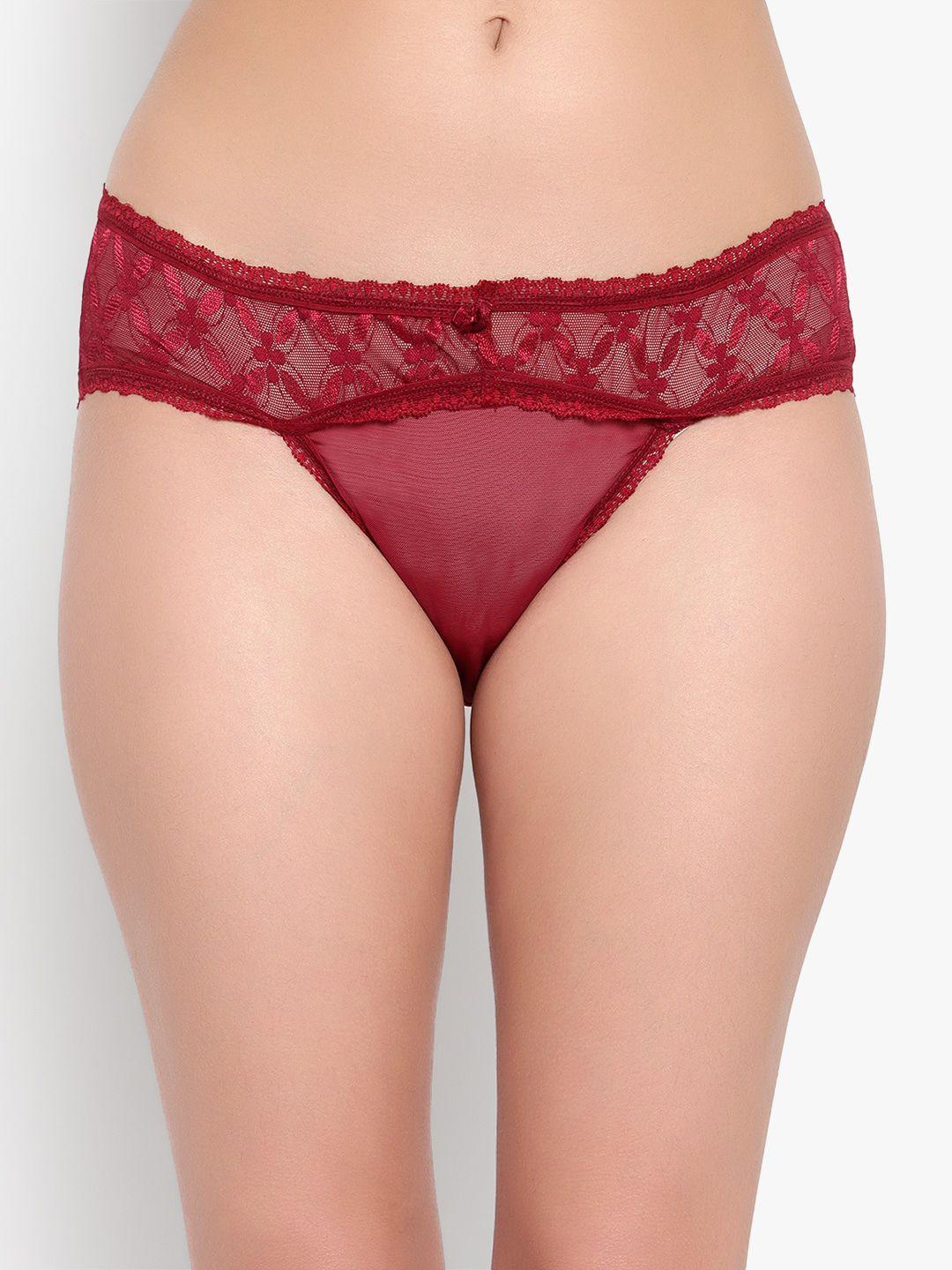 bruchi club women burgundy-coloured  self-design hipster briefs