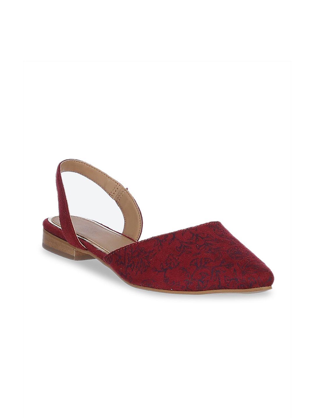 biba women maroon printed mules flats