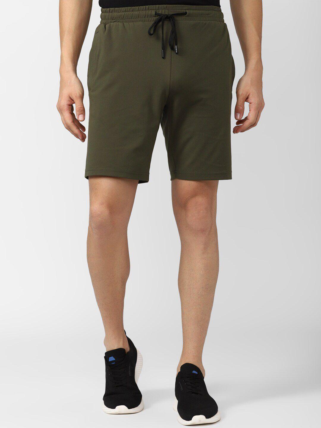 peter england casuals men olive green cotton sports shorts