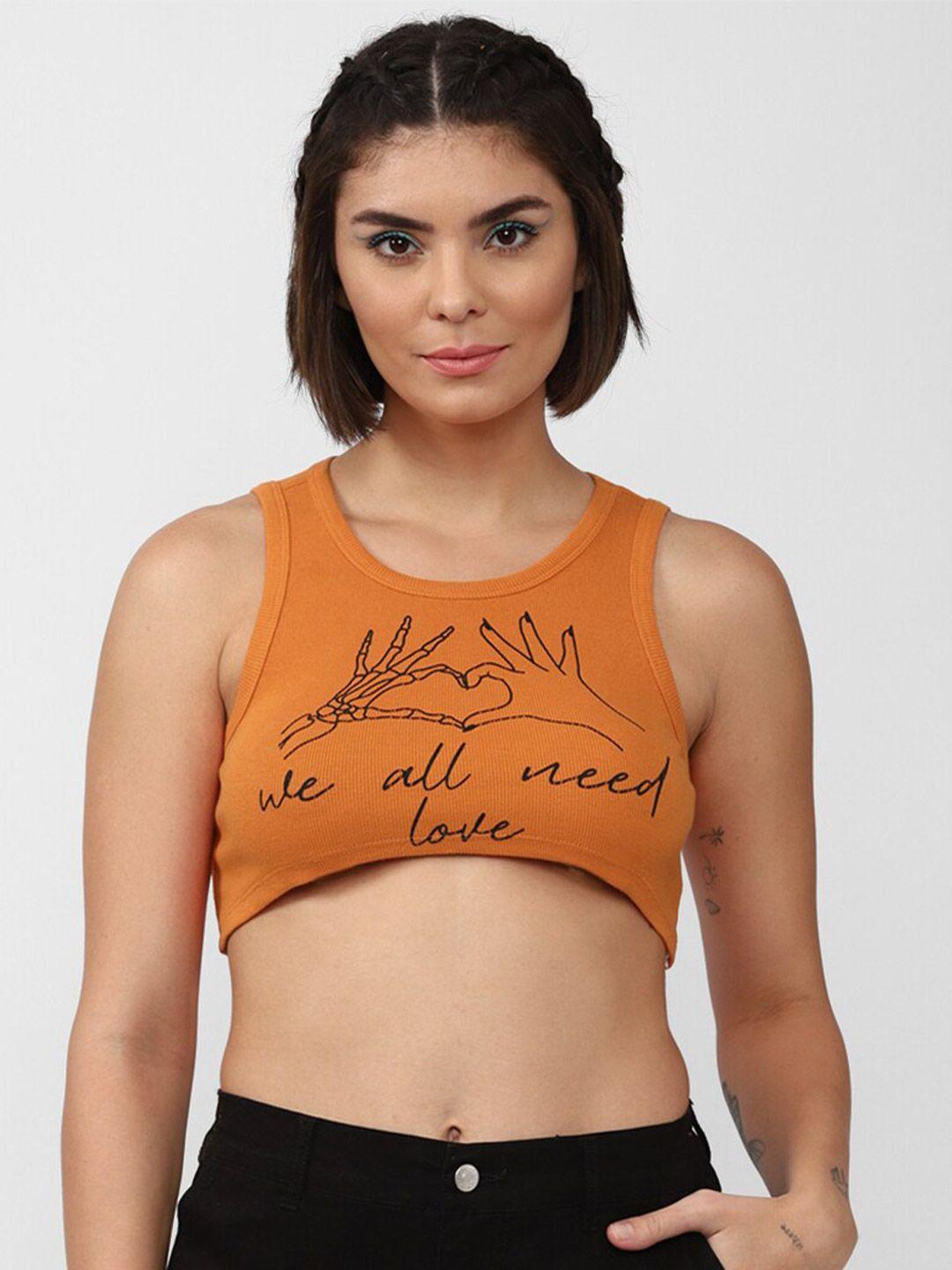 forever 21 orange print bralette crop top