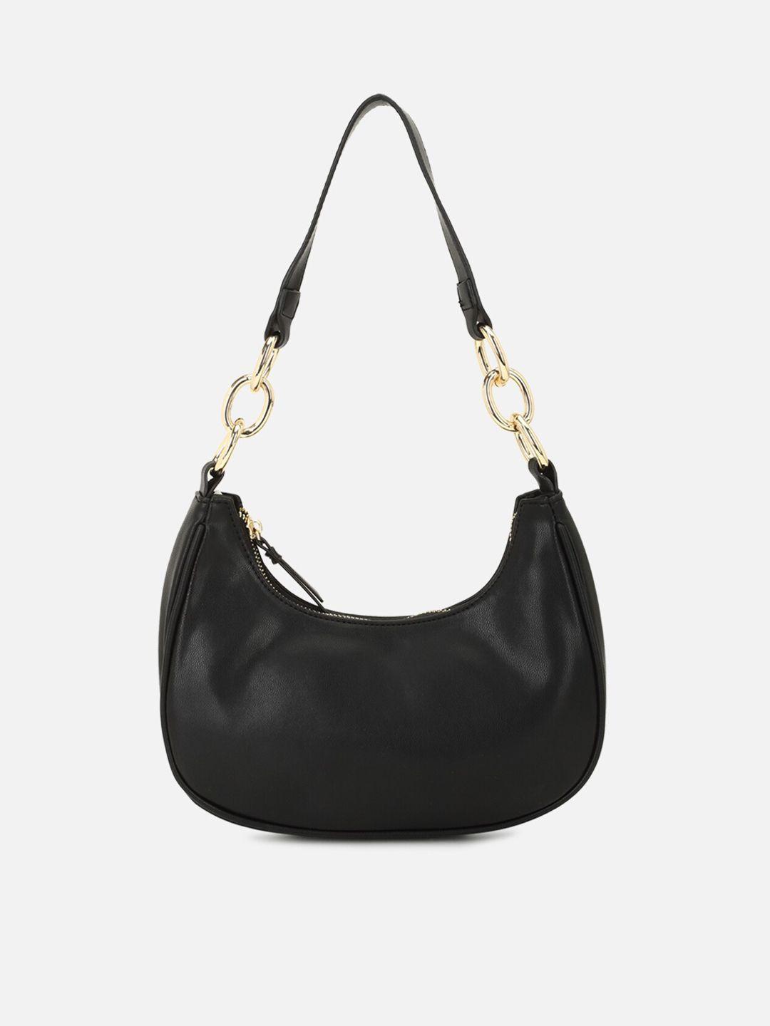 forever 21women  black pu half moon handheld bag