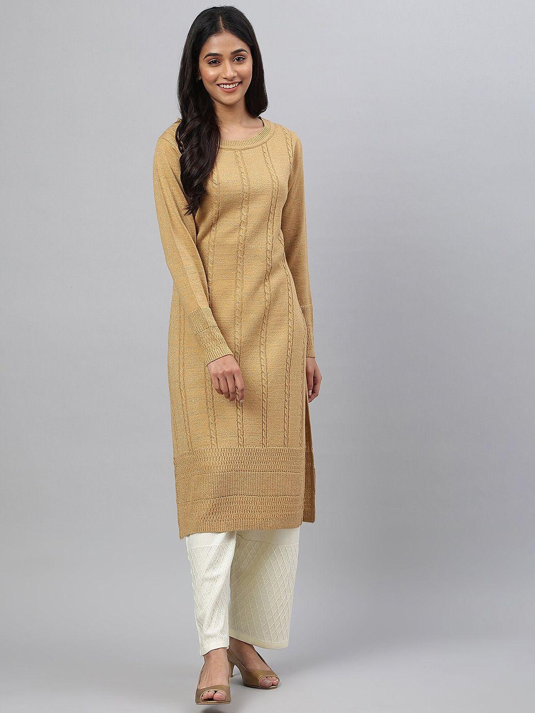 aurelia women gold round neck  kurta