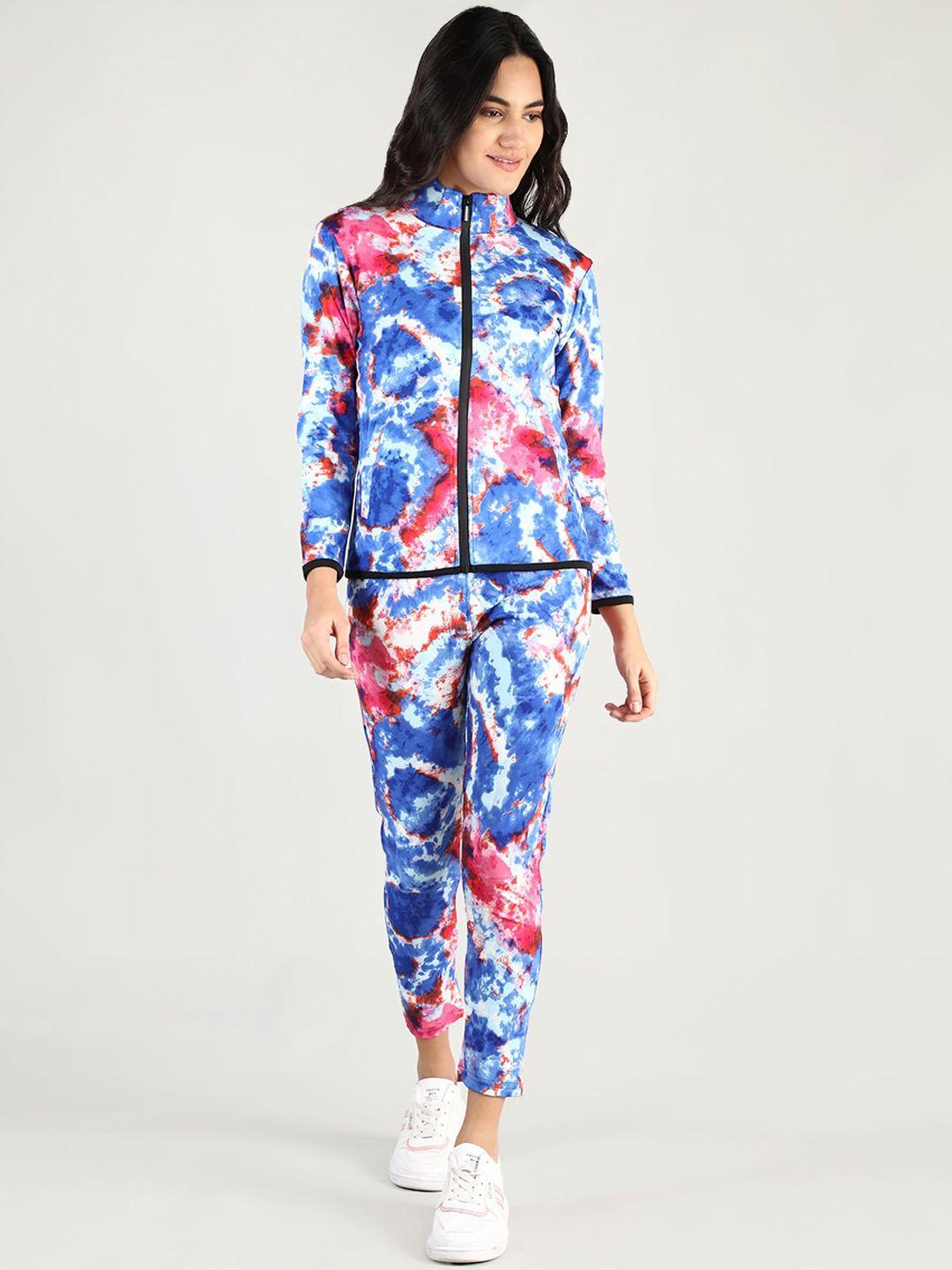 chkokko women blue abstract printed tracksuits