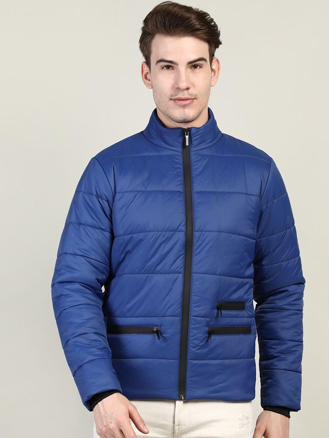 chkokko men blue striped outdoor puffer jacket