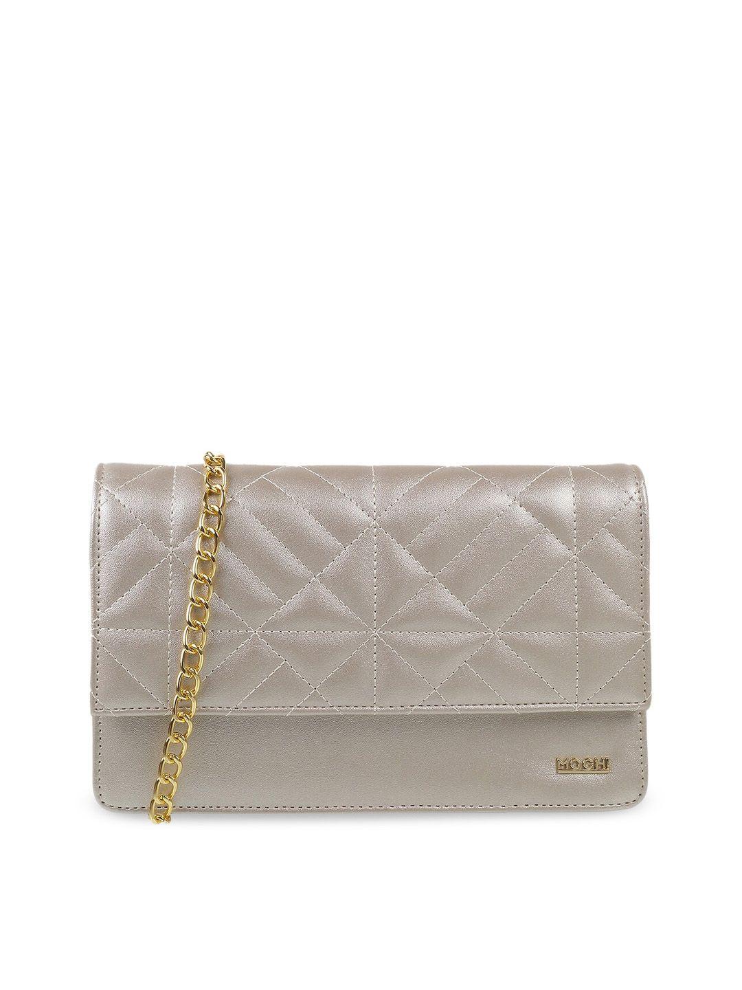 mochi gold-toned textured pu structured with quilted sling bag