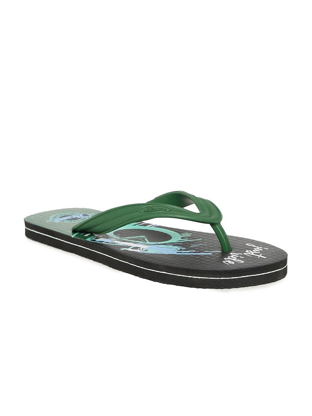 paragon men green & blue printed rubber thong flip-flops