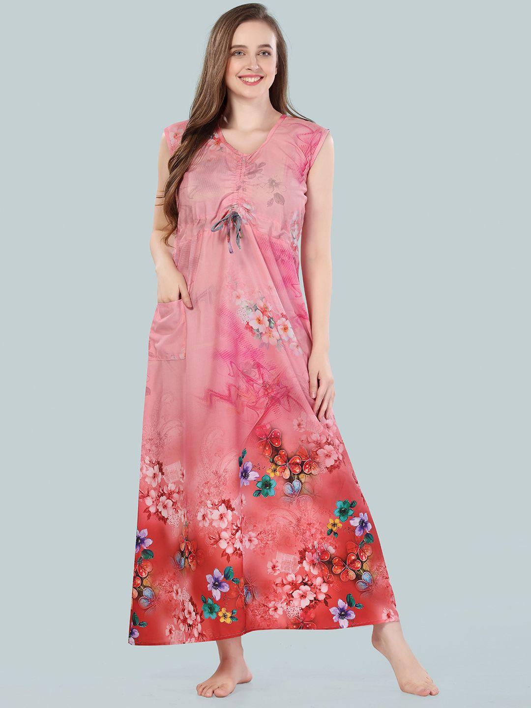 be you peach-coloured printed maxi nightdress