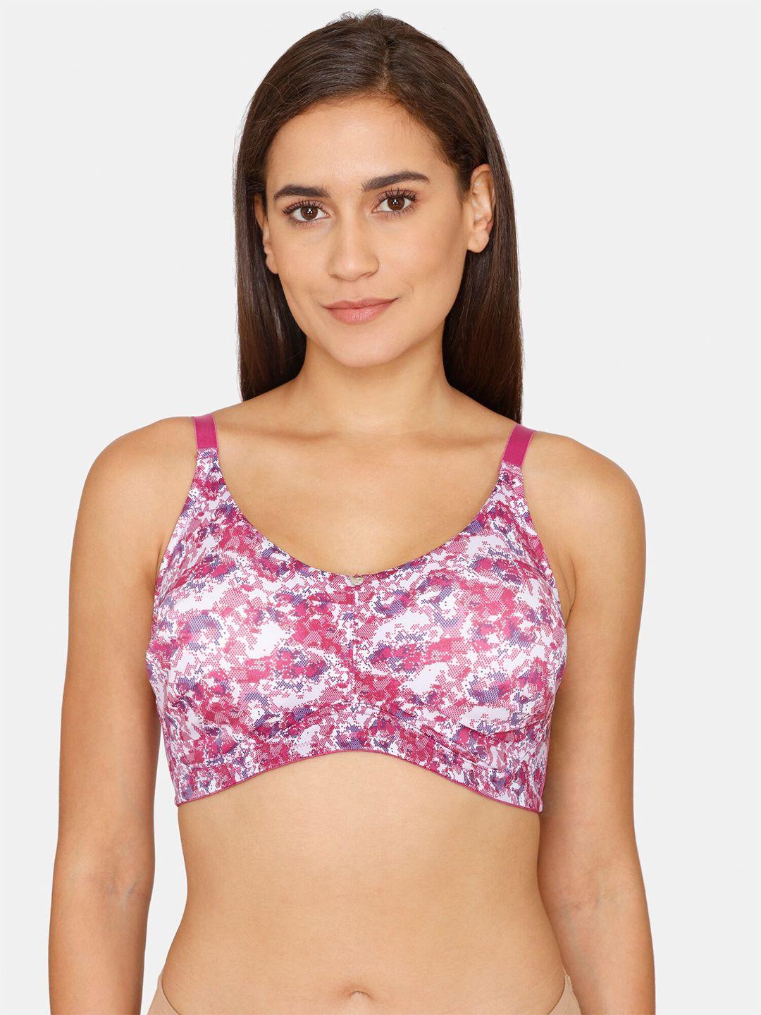 zivame women purple & white abstract underwired bra