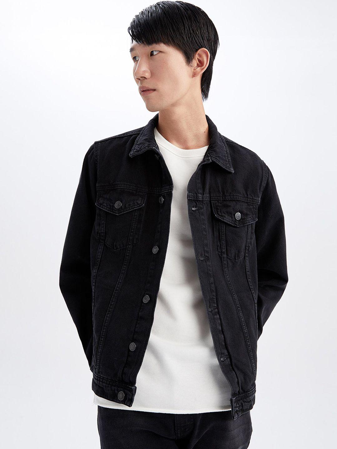 defacto men black denim jacket