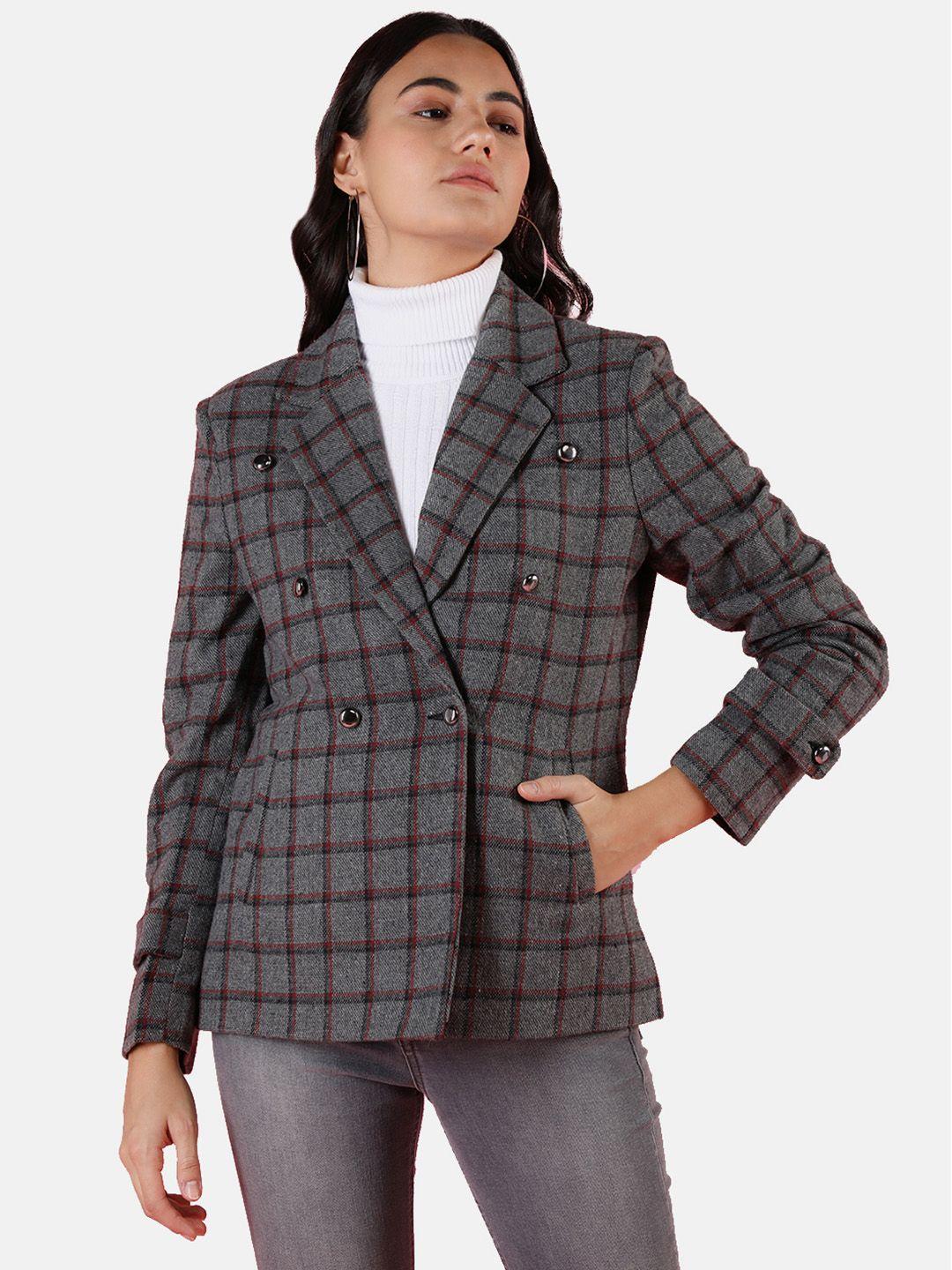 dlanxa women grey checked overcoat