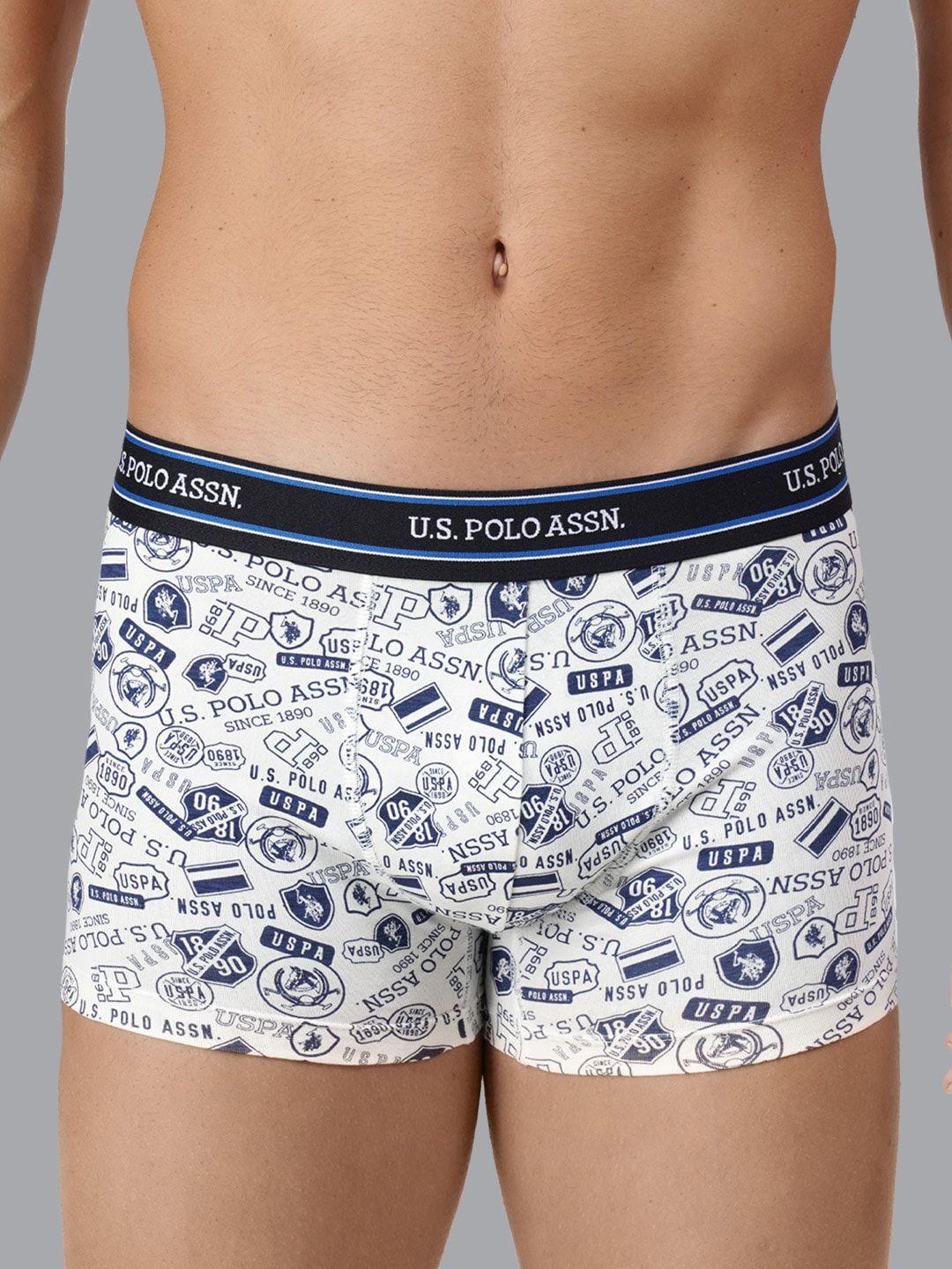 u.s. polo assn. men white & blue printed cotton trunk