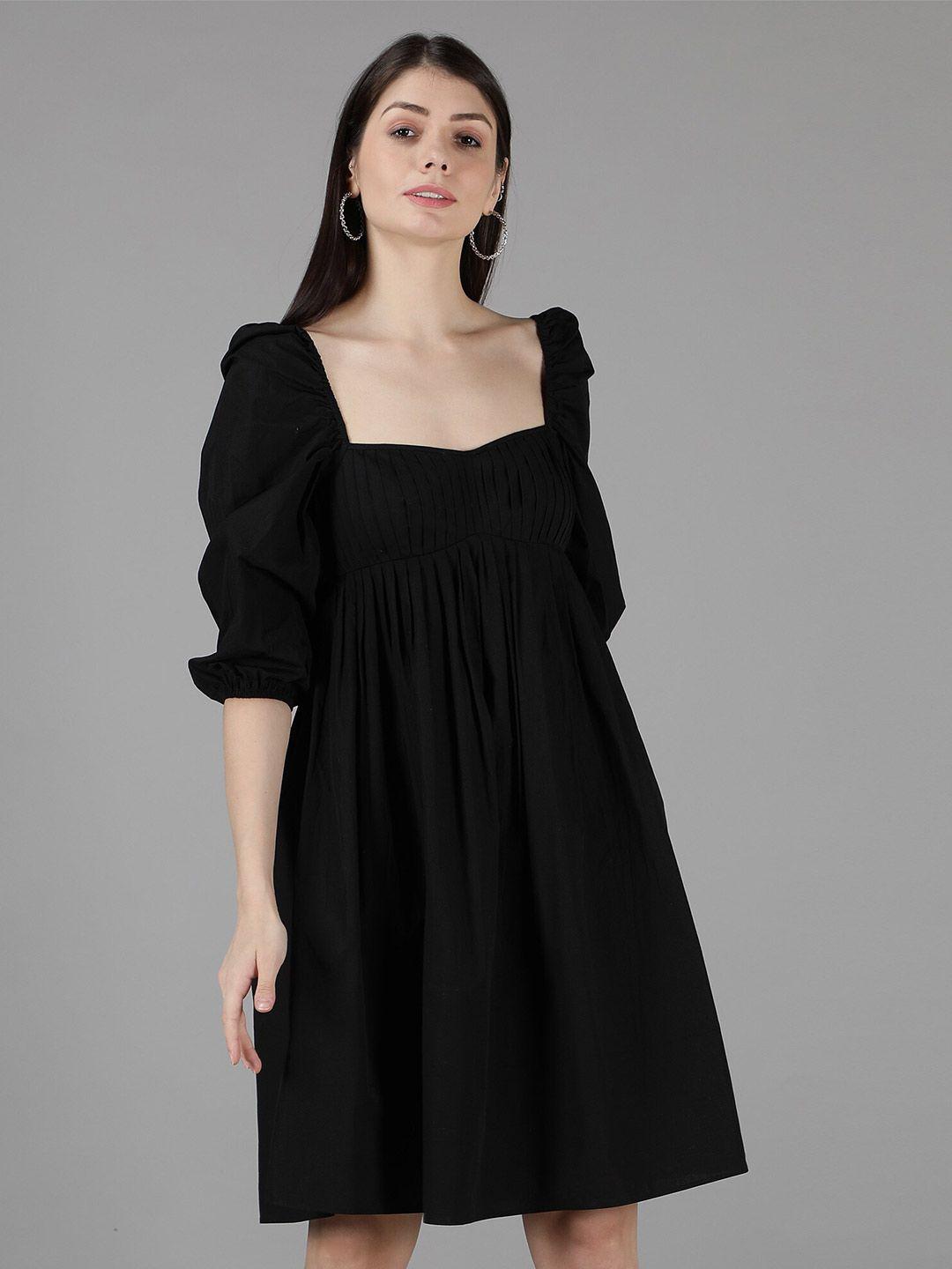 amagyaa women black cotton empire dress