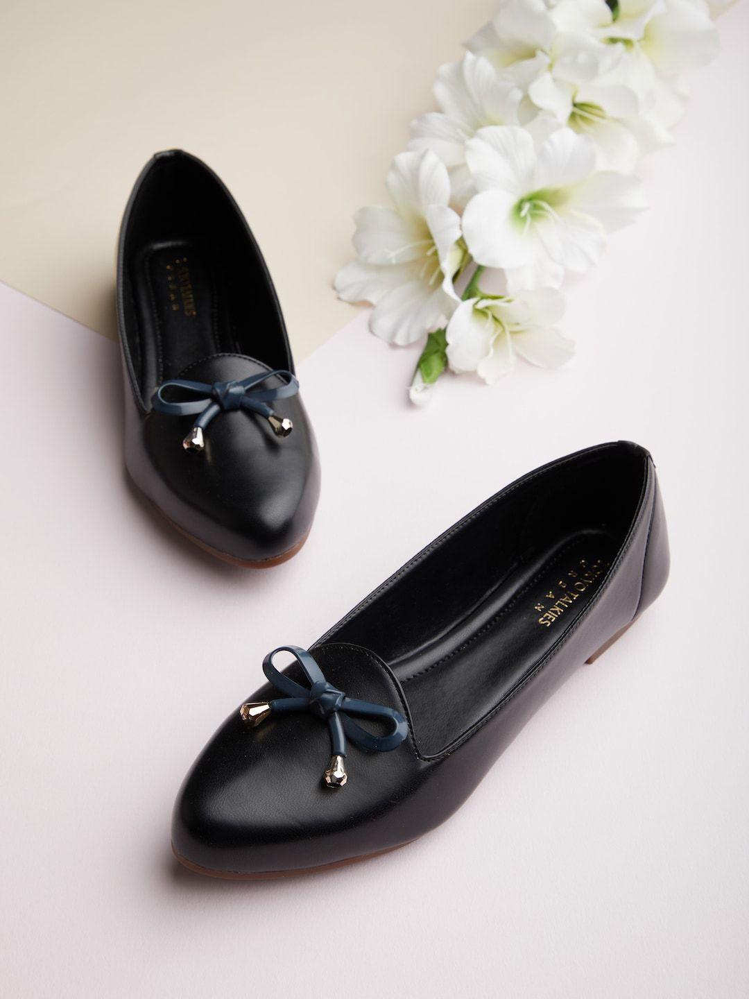 tokyo talkies women black ballerinas with bows flats