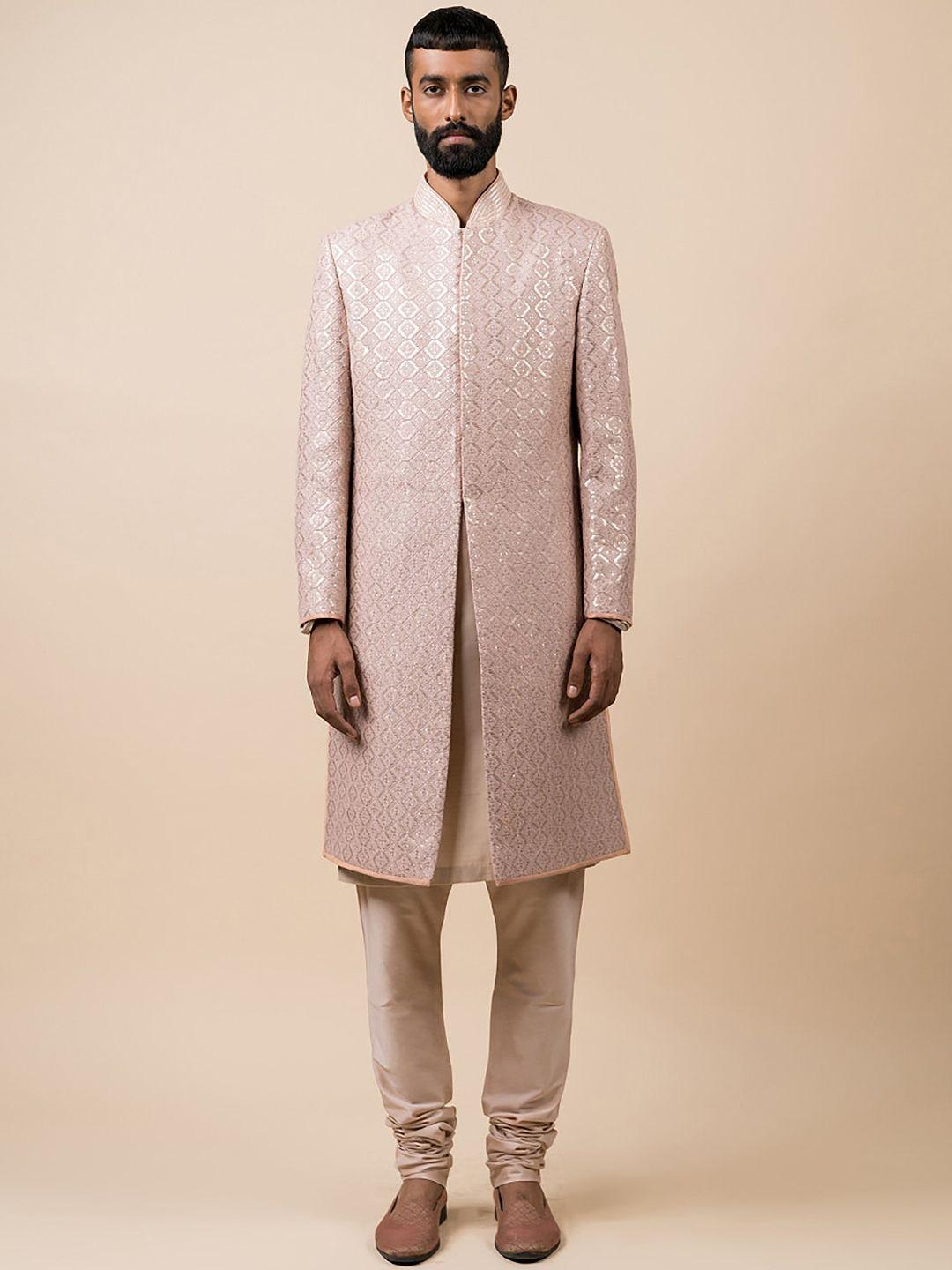 tasva men pink embroidered sherwani