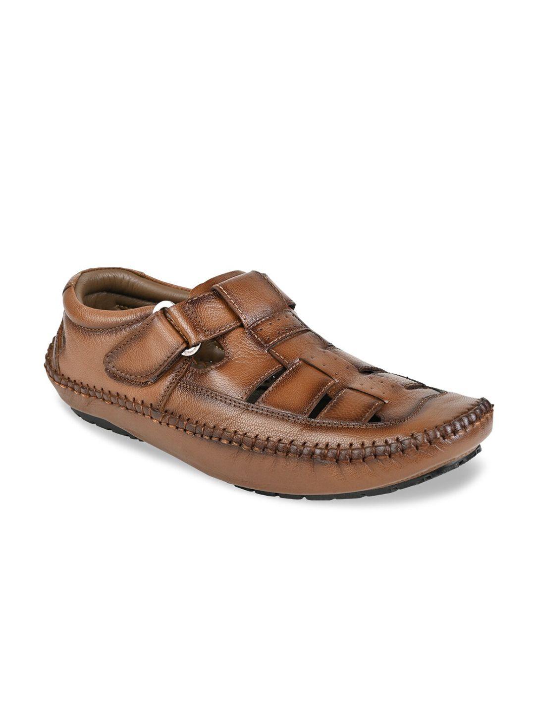 regal men brown leather fisherman sandals