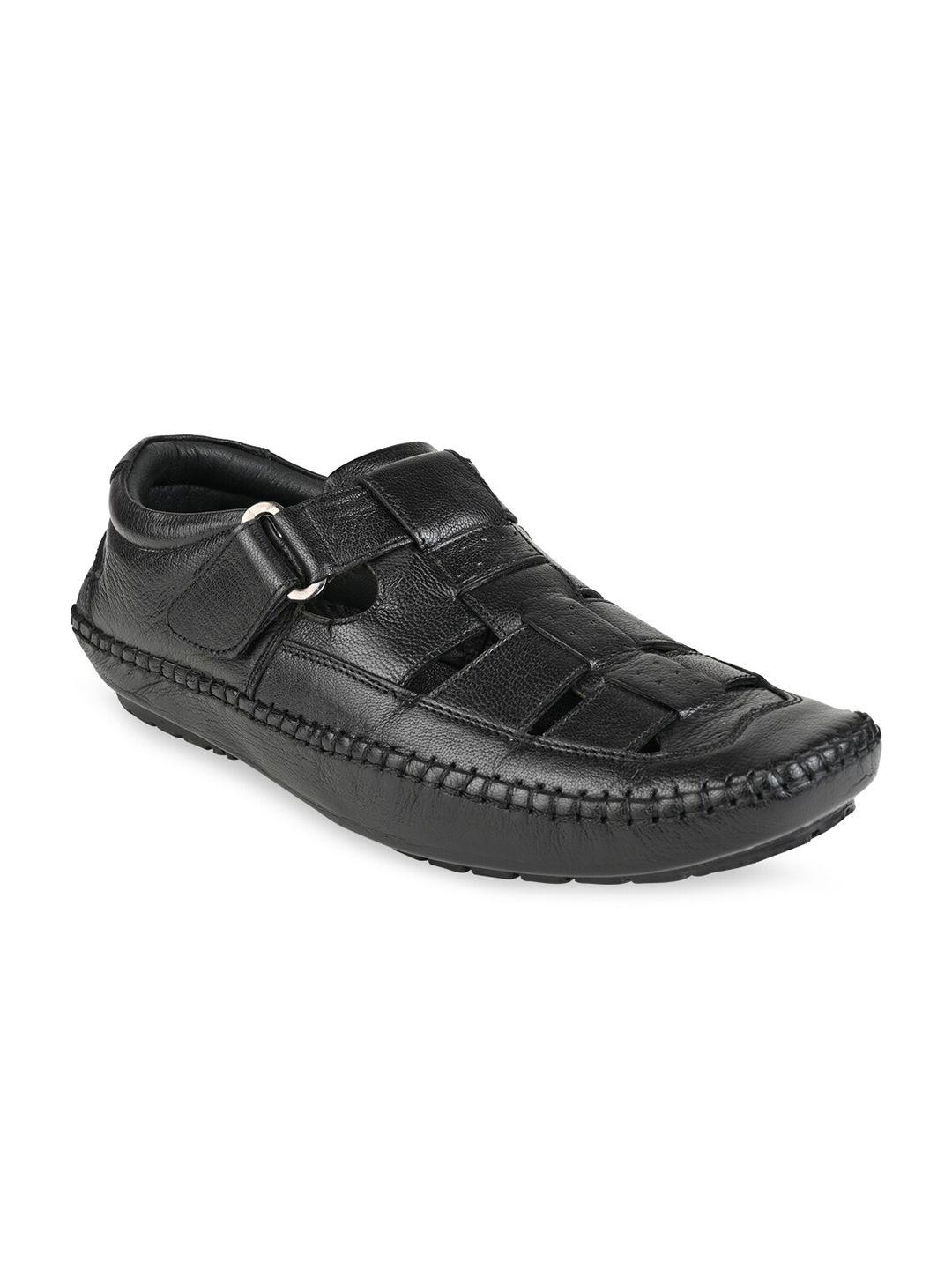 regal men black leather fisherman sandals