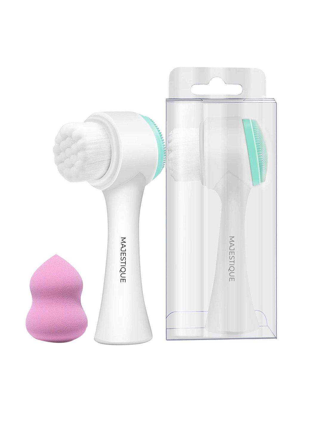 majestique set of 2 manual facial cleansing brush with blender beauty makeup sponge