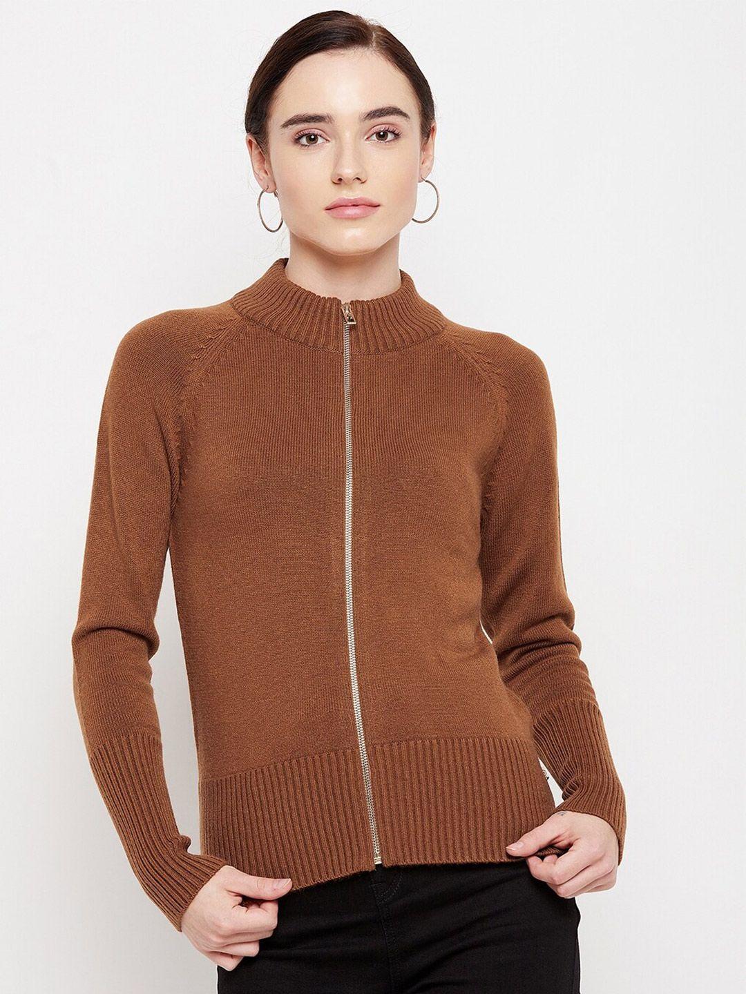 madame women rust acrylic cardigan