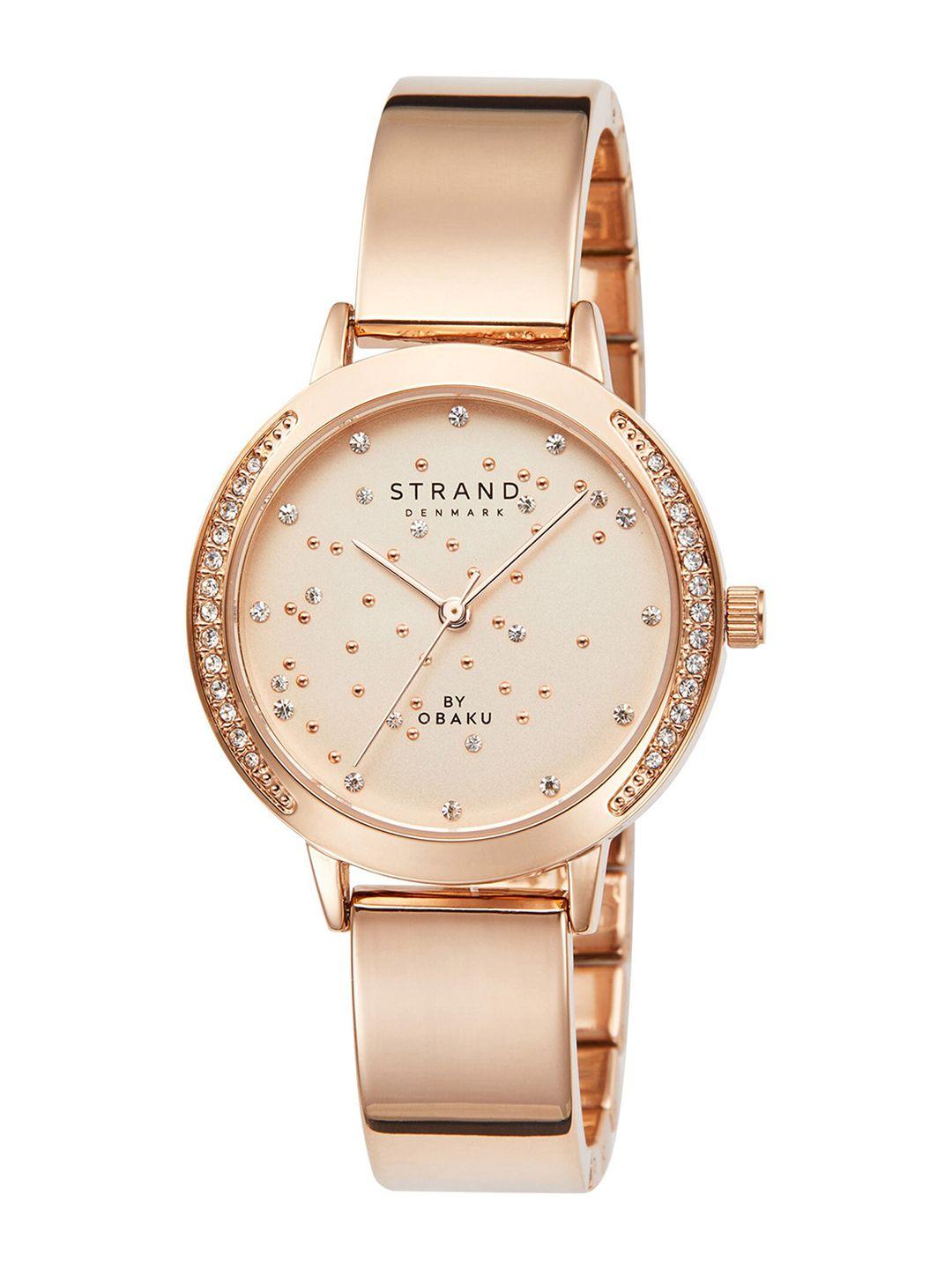 strand by obaku women rose gold-toned galaxy rosette stainless steel watch s732lhvvsv