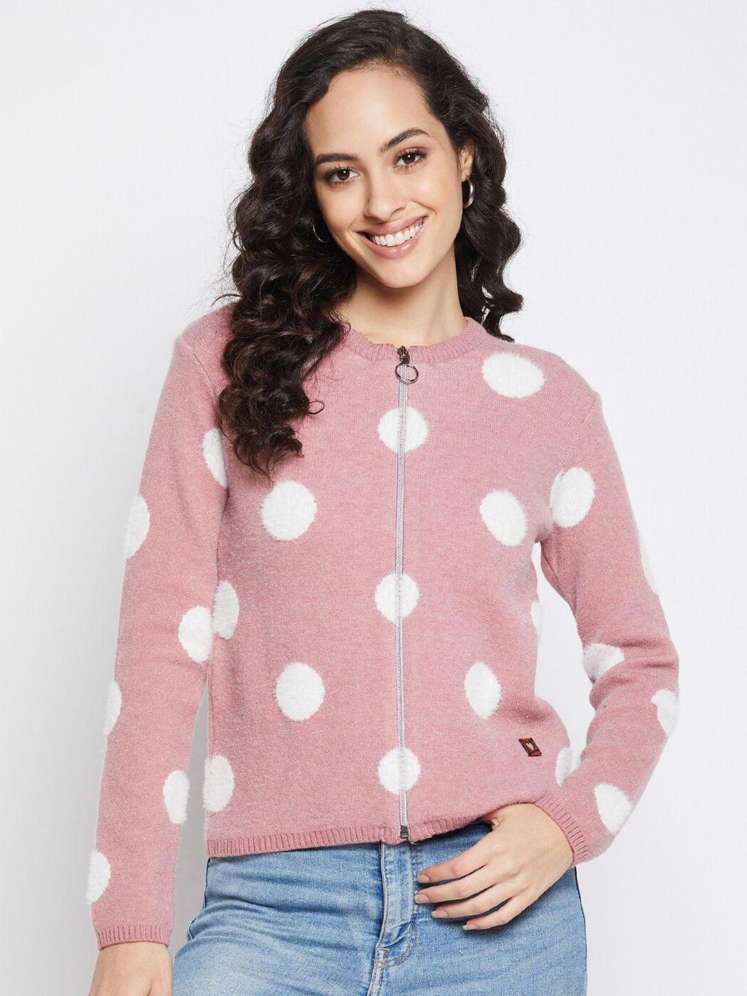 duke women pink & white printed cardigan