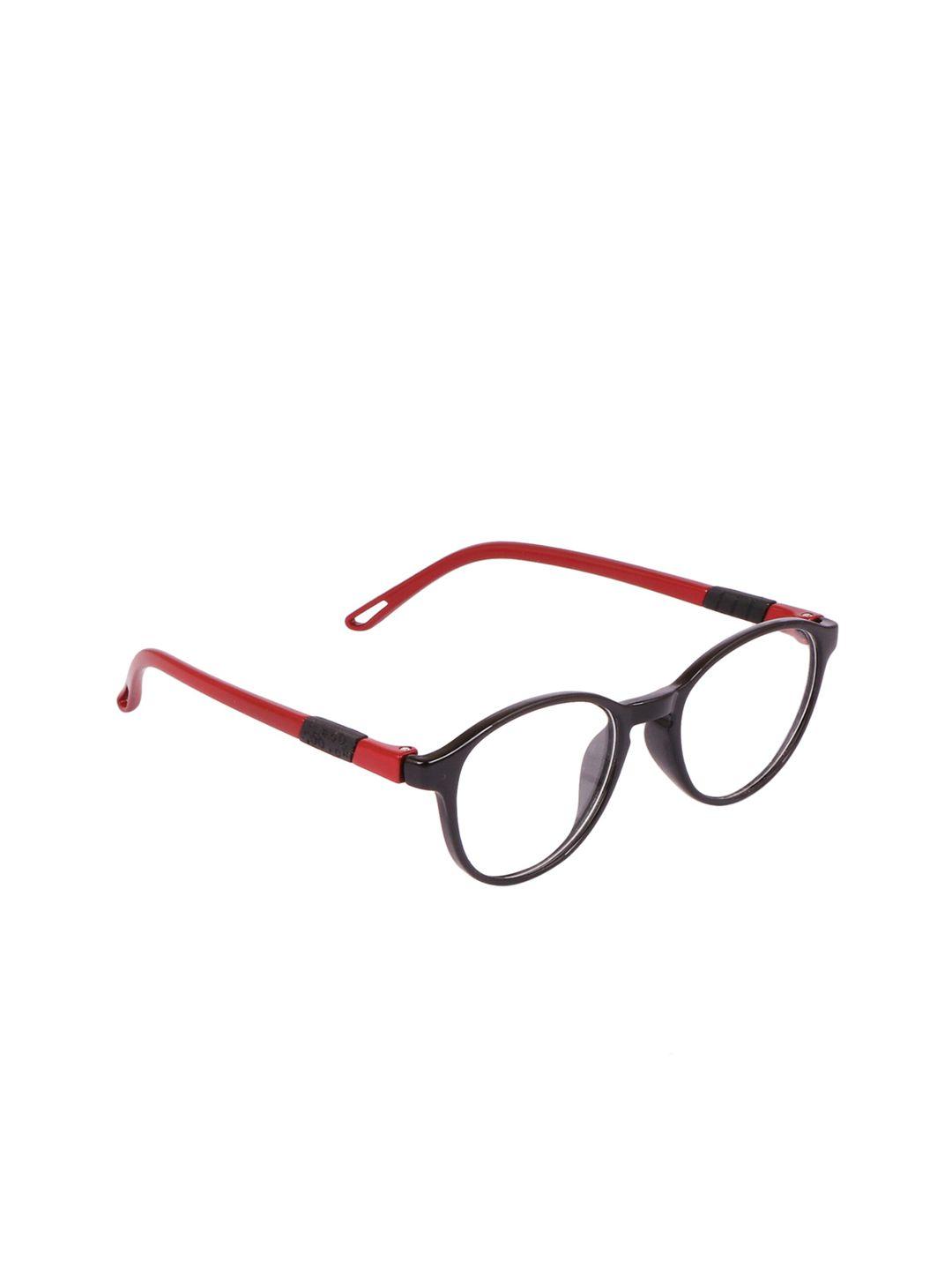 optify unisex clear lens & red round sunglasses with uv protected lens