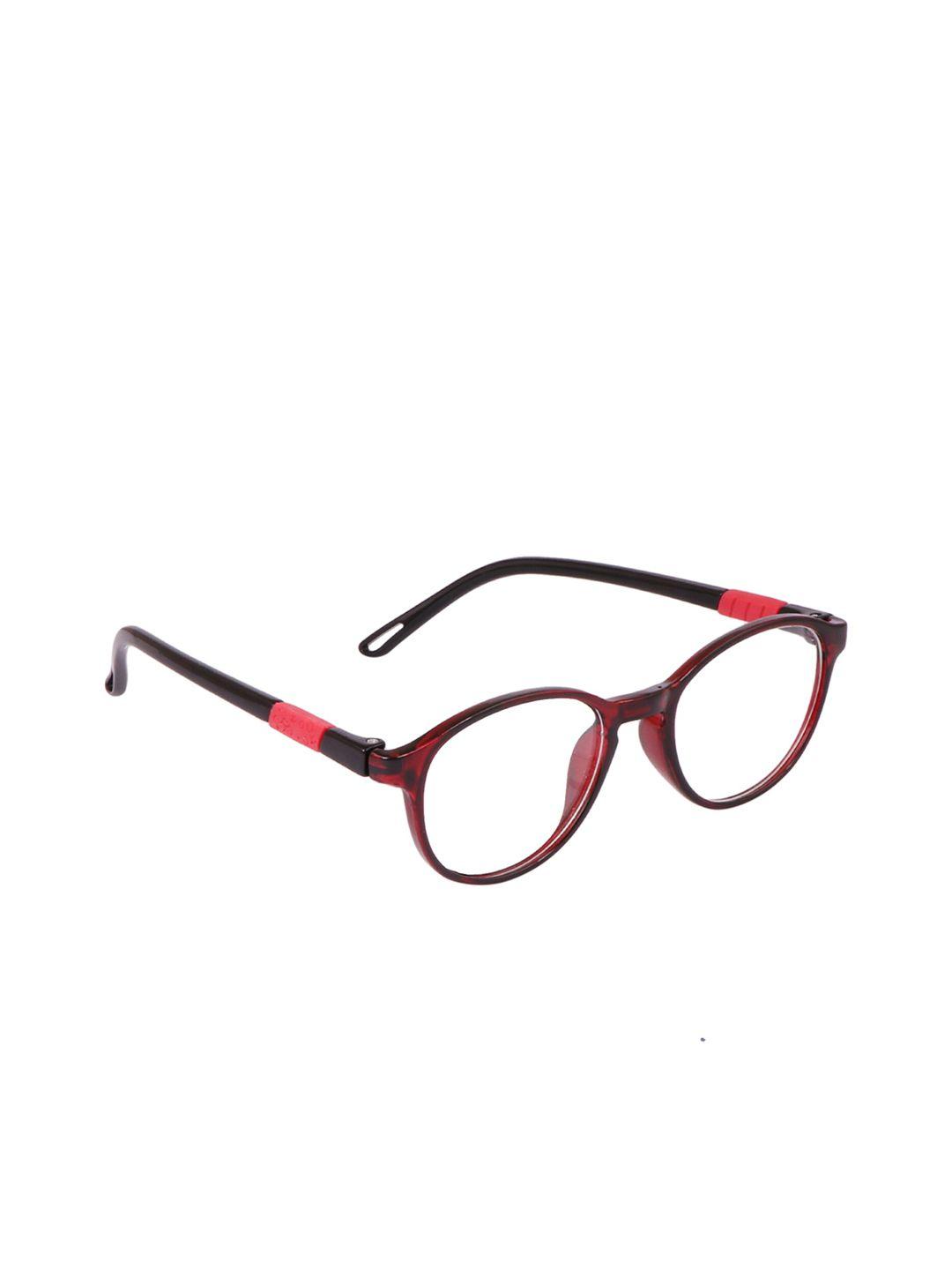 optify unisex clear lens & red round sunglasses with anti glare uv protected lens