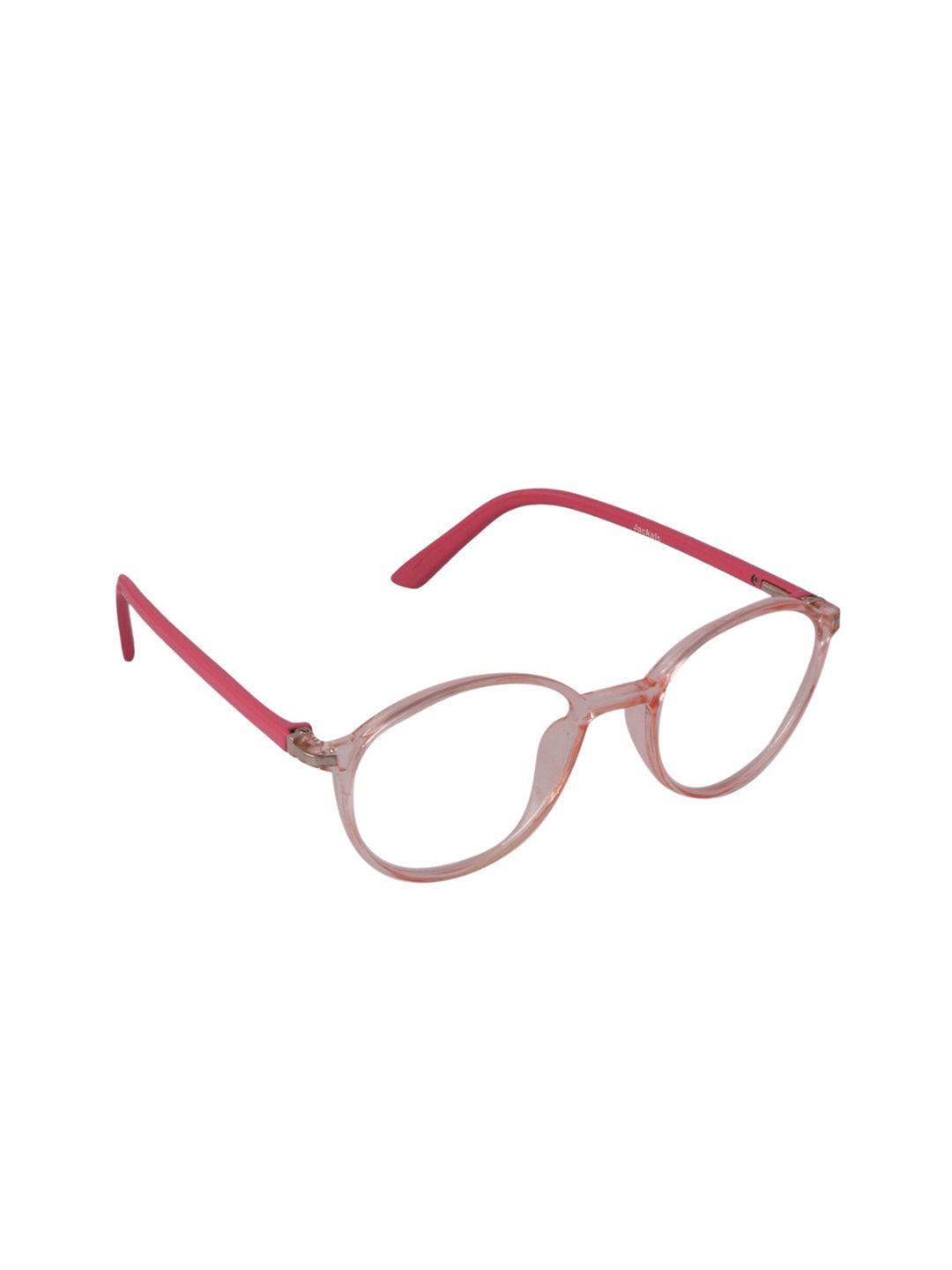 optify unisex clear lens & pink round sunglasses with uv protected lens